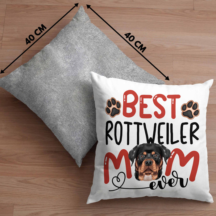 Rottweiler Mom Besitzerin Kissen mit Füllung 40x40 Geschenk Lustiger Spruch Geschenkidee Besitzerin Rottweiler Mama (Grau) Grau Trendation