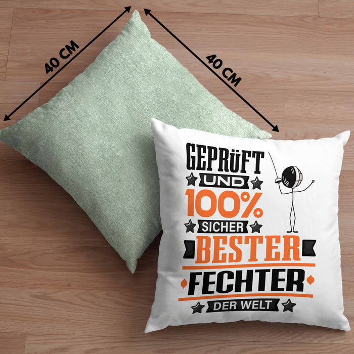Fechter Geschenk Lustiger Spruch für Fechter Geschenkidee Bester Fechter Der WeltKissen mit Füllung 40x40 (Grau) Grün Trendation