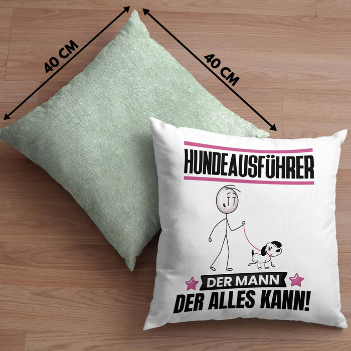 Hundeausführer Kissen mit Füllung 40x40 Geschenk für Hundeausführer Der Mann Der Alles Kann Geschenkidee zum Geburtstag (Grau) Grün Trendation