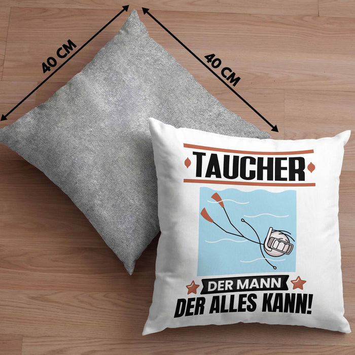 Taucher Kissen mit Füllung 40x40 Geschenk für Taucher Der Mann Der Alles Kann Geschenkidee zum Geburtstag (Grau) Grau Trendation