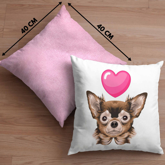 Chihuhahua Besitzer Kissen mit Füllung 40x40 Geschenk Chihuhahua Besitzer Geschenkidee Frauchen Herrchen (Grau) Rosa Trendation