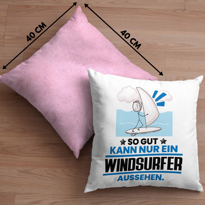 Windsurfer Geschenk Kissen mit Füllung 40x40 So Gut Kann Nur Ein Windsurfer Aussehen Geschenkidee (Grau) Rosa Trendation