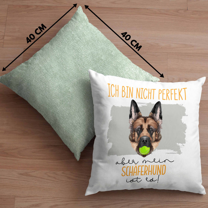 Schäferhund Besitzer Kissen mit Füllung 40x40 Geschenk Lustiger Spruch Geschenkidee Besitzerin Ich Bin Nicht toll Aber Mein Schäferhund Ist Es (Grau) Grün Trendation