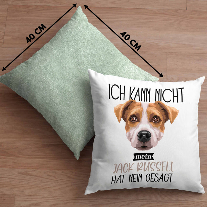 Jack Russell Besitzer Kissen mit Füllung 40x40 Geschenk Lustiger Spruch Geschenkidee Ich Kann Nicht Mein Jack Russell Hat Nein Gesagt (Grau) Grün Trendation