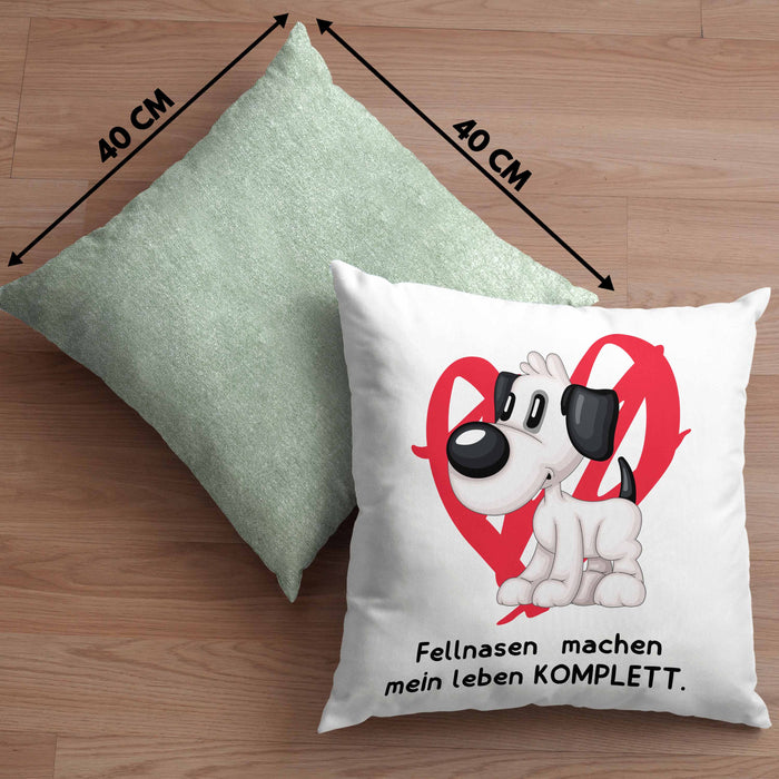 Hundebesitzer Kissen mit Füllung 40x40 Geschenk Fellnasen machen mein Leben Komplett Geschenkidee Hunde Mama Frauchen Herrchen (Grau) Grün Trendation
