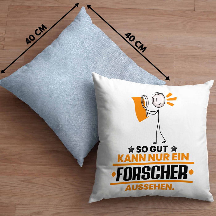 Forscher Geschenk Kissen mit Füllung 40x40 So Gut Kann Nur Ein Forscher Aussehen Geschenkidee (Grau) Blau Trendation