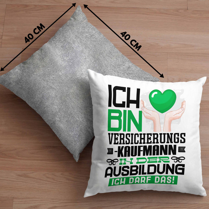 Versicherungskaufmann Ausbildung Kissen mit Füllung 40x40 Geschenk Ich Bin Versicherungskaufmann In Der Ausbildung Ich Darf Das Geschenkidee Spruch (Grau) Grau Trendation