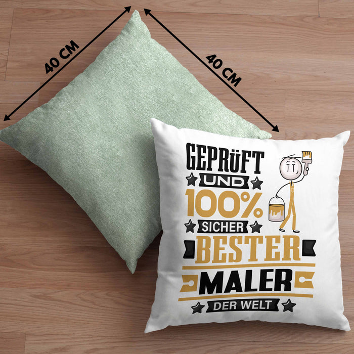 Maler Geschenk Lustiger Spruch für Maler Geschenkidee Bester Maler Der WeltKissen mit Füllung 40x40 (Grau) Grün Trendation