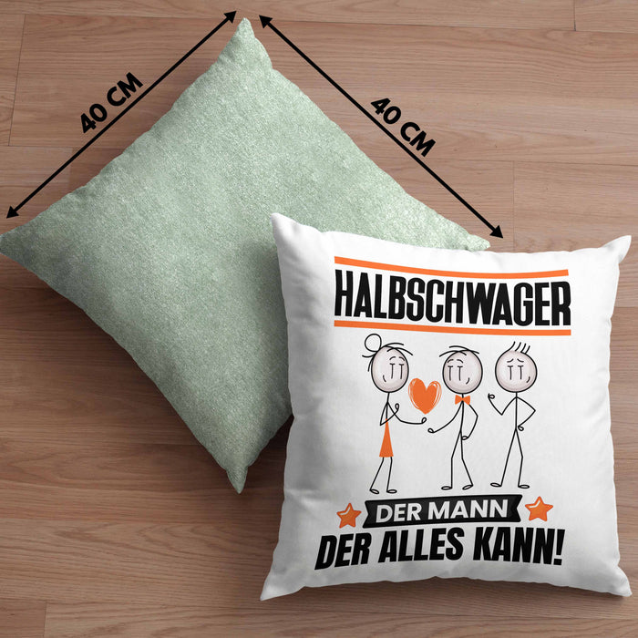 Halbschwager Kissen mit Füllung 40x40 Geschenk für Halbschwager Der Mann Der Alles Kann Geschenkidee zum Geburtstag (Grau) Grün Trendation