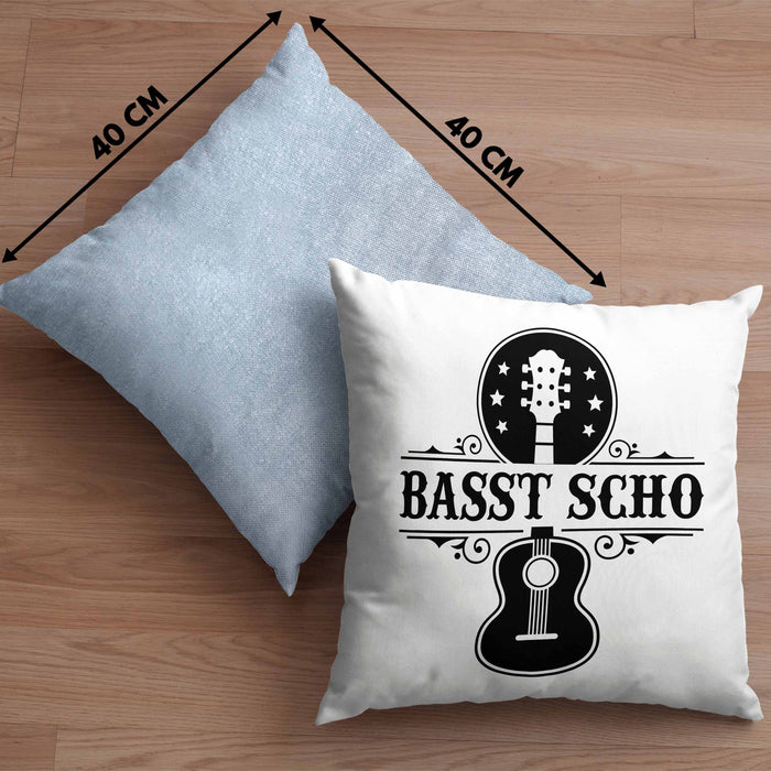 Bassist Kissen mit Füllung 40x40 Geschenk Bass-Spieler Geschenkidee Basst Scho Spruch (Grau) Blau Trendation