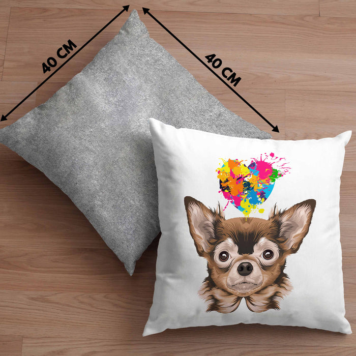 Chihuhahua Mama Besitzer Kissen mit Füllung 40x40 Geschenkidee Frauchen Herrchen Herz (Grau) Grau Trendation