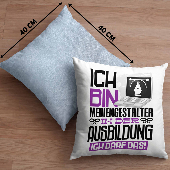 Mediengestalter Ausbildung Kissen mit Füllung 40x40 Geschenk Ich Bin Mediengestalter In Der Ausbildung Ich Darf Das Geschenkidee Spruch (Grau) Blau Trendation