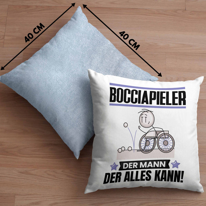 Bocciapieler Kissen mit Füllung 40x40 Geschenk für Bocciapieler Der Mann Der Alles Kann Geschenkidee zum Geburtstag (Grau) Blau Trendation