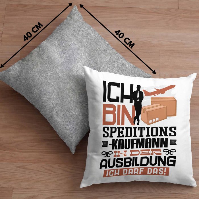 Speditionskaufmann Ausbildung Kissen mit Füllung 40x40 Geschenk Ich Bin Speditionskaufmann In Der Ausbildung Ich Darf Das Geschenkidee Spruch (Grau) Grau Trendation