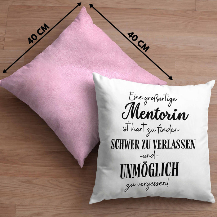 Mentorin Abschied Geschenk Kissen mit Füllung 40x40 Abschiedsgeschenk für Mentorin Hart Zu Finden Schwer Zu Verlassen (Grau) Rosa Trendation