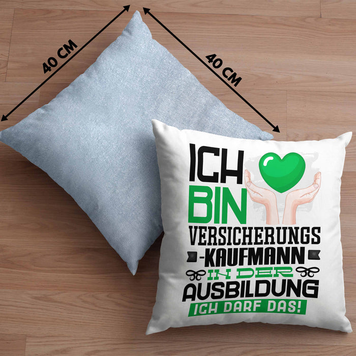 Versicherungskaufmann Ausbildung Kissen mit Füllung 40x40 Geschenk Ich Bin Versicherungskaufmann In Der Ausbildung Ich Darf Das Geschenkidee Spruch (Grau) Blau Trendation