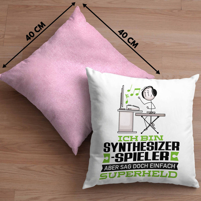 Synthesizer-Spieler Geschenk Kissen mit Füllung 40x40 Ich Bin Synthesizer-Spieler Aber Sag Doch Einfach Superheld Lustige Geschenkdiee für Synthesizer-Spieler (Grau) Rosa Trendation