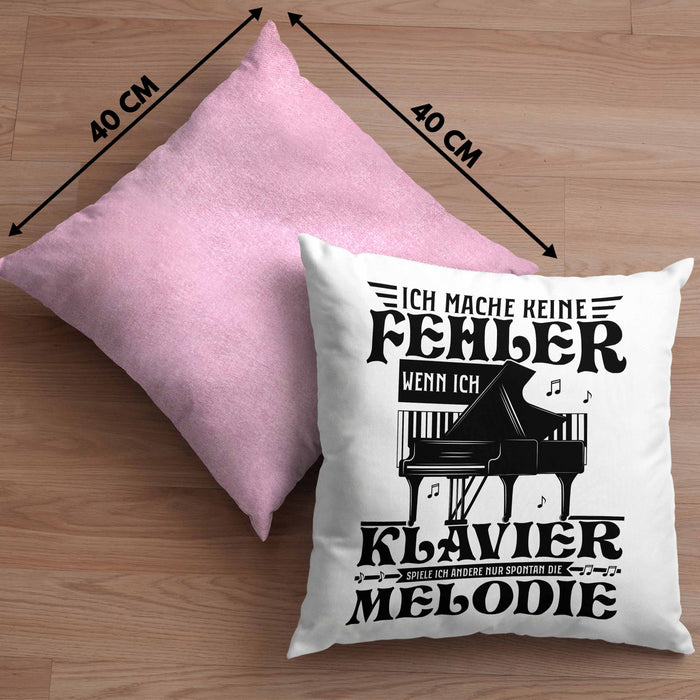 Klavier-Spieler Kissen mit Füllung 40x40 Geschenk Klavier Geschenkidee Flügel Musiker Ich Mache Keine Fehler Wenn Ich Klavier Spiele (Grau) Rosa Trendation