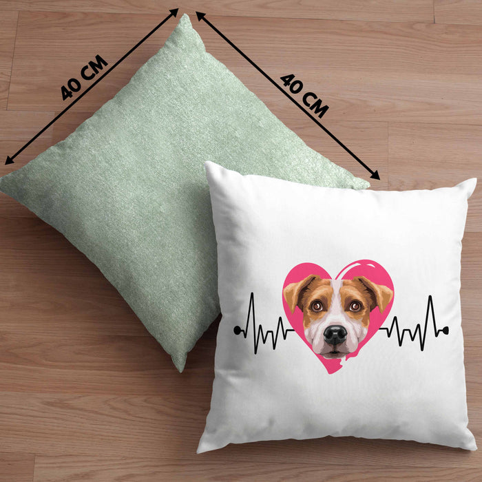 Jack Russel Besitzer Kissen mit Füllung 40x40 Geschenk Lustiger Spruch Geschenkidee Herzschlag Jack Russel (Grau) Grün Trendation