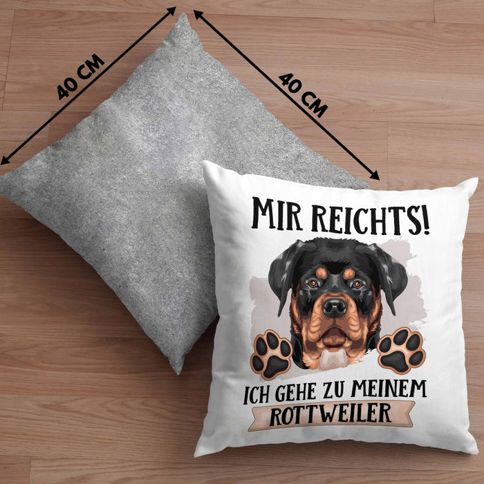Rottweiler Besitzer Kissen mit Füllung 40x40 Geschenk Lustiger Spruch Geschenkidee Mir Reichts Ich Geh Zu Meinem Rottweiler (Grau) Grau Trendation