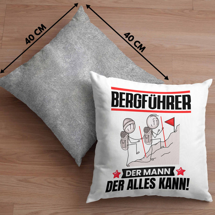 Bergführer Kissen mit Füllung 40x40 Geschenk für Bergführer Der Mann Der Alles Kann Geschenkidee zum Geburtstag (Grau) Grau Trendation
