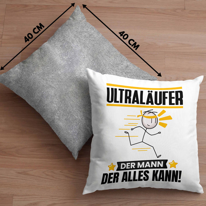 Ultraläufer Kissen mit Füllung 40x40 Geschenk für Ultraläufer Der Mann Der Alles Kann Geschenkidee zum Geburtstag (Grau) Grau Trendation