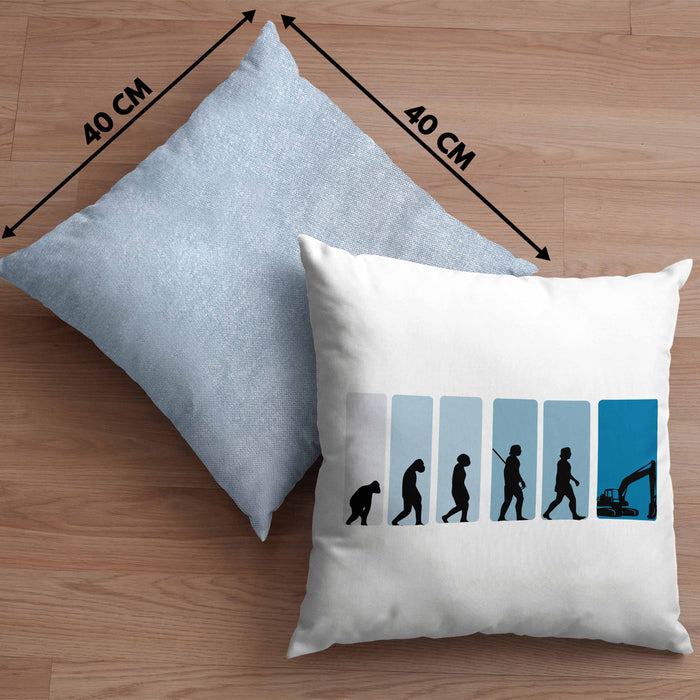 Bagger Lustige Geschenkidee für Baggerfahrer Kissen mit Füllung 40x40 Evolution-Motiv Baustelle (Grau) Blau Trendation