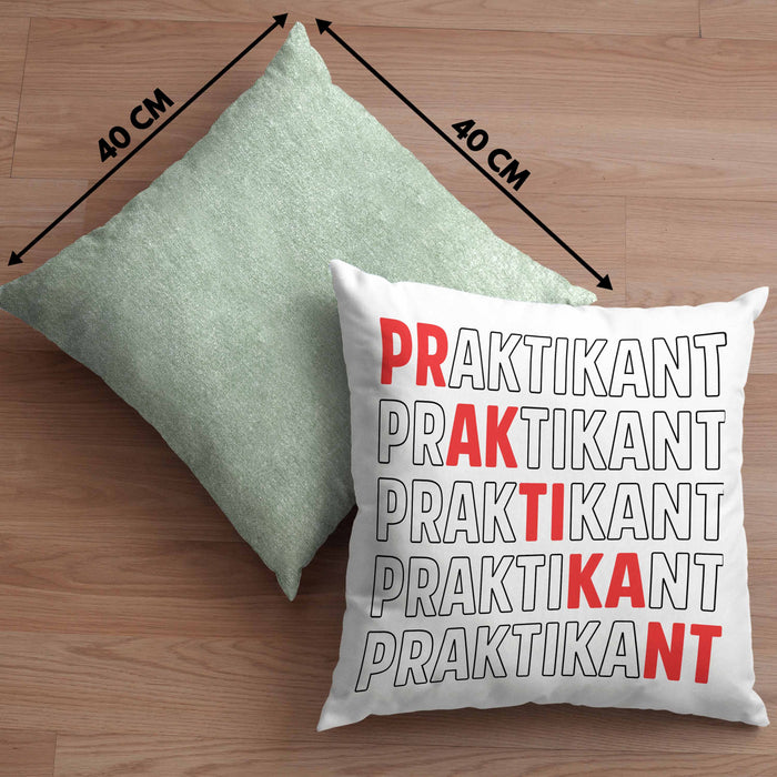 Praktikant Kissen mit Füllung 40x40 Geschenk Lustiger Spruch (Grau) Grün Trendation