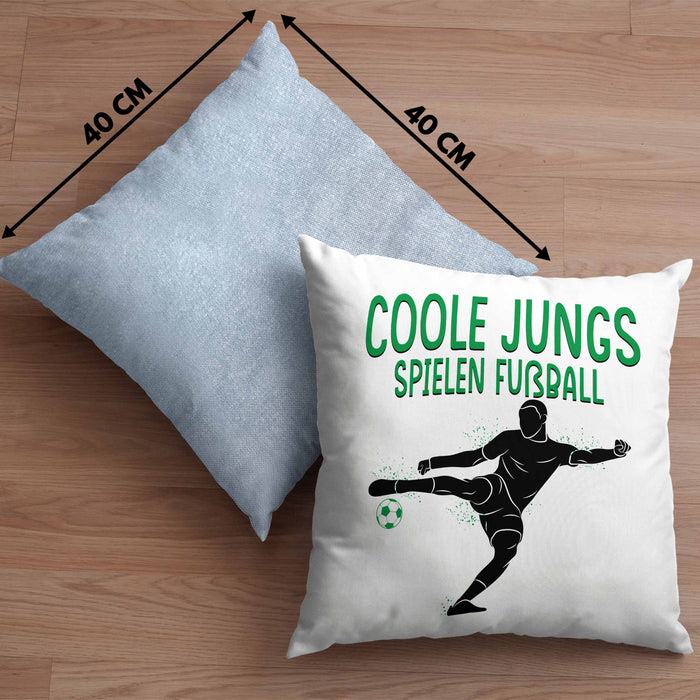 Fußballspieler Kissen mit Füllung 40x40 Geschenk Coole Jungs Spielen Fußball Geschenkidee Jungen (Grau) Blau Trendation