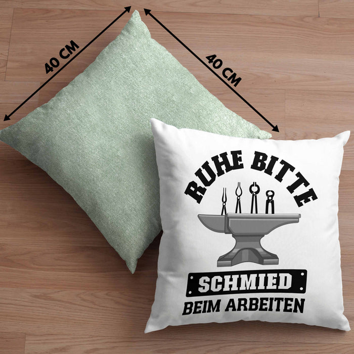 Schmied Geschenke Kissen mit Füllung 40x40 mit Spruch Hufschmied Geschenkidee (Grau) Grün Trendation