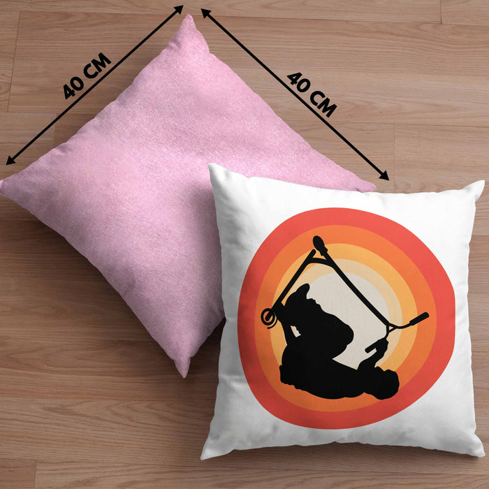 Scooter Roller Fahrer Geschenk Kissen mit Füllung 40x40 Scooterfahrer Geschenkidee Scooting Geschenkidee Jungs Profi Scooterfahrer Pro (Grau) Rosa Trendation