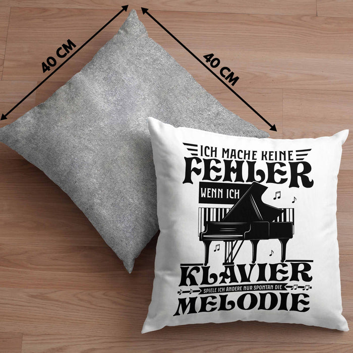 Klavier-Spieler Kissen mit Füllung 40x40 Geschenk Klavier Geschenkidee Flügel Musiker Ich Mache Keine Fehler Wenn Ich Klavier Spiele (Grau) Grau Trendation