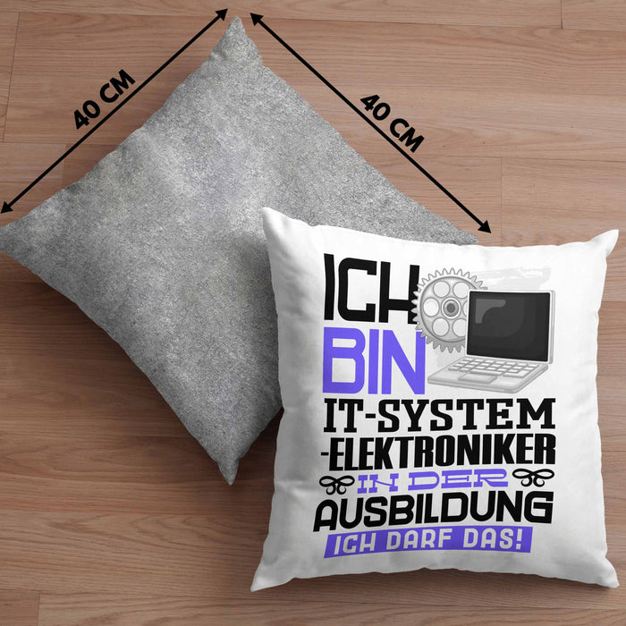 IT-Systemelektroniker Ausbildung Kissen mit Füllung 40x40 Geschenk Ich Bin IT-Systemelektroniker In Der Ausbildung Ich Darf Das Geschenkidee Spruch (Grau) Grau Trendation