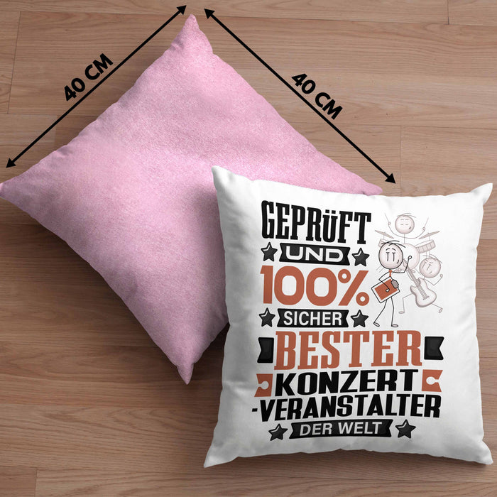 Konzertveranstalter Geschenk Lustiger Spruch für Konzertveranstalter Geschenkidee Bester Konzertveranstalter Der WeltKissen mit Füllung 40x40 (Grau) Rosa Trendation