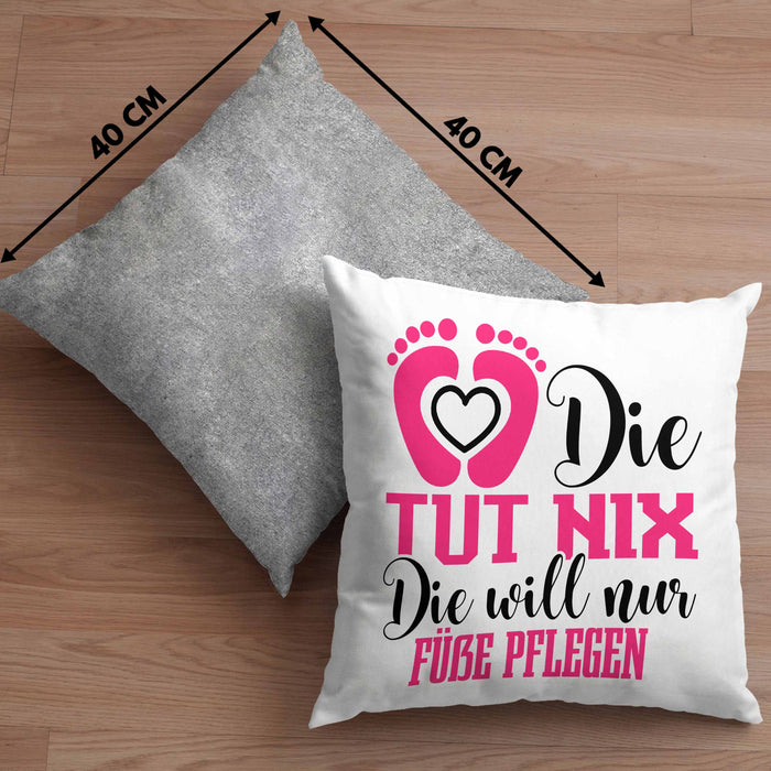 Lustige Kissen mit Füllung 40x40 für Fußpflegerinnen Geschenk für Fußpflege (Grau) Grau Trendation
