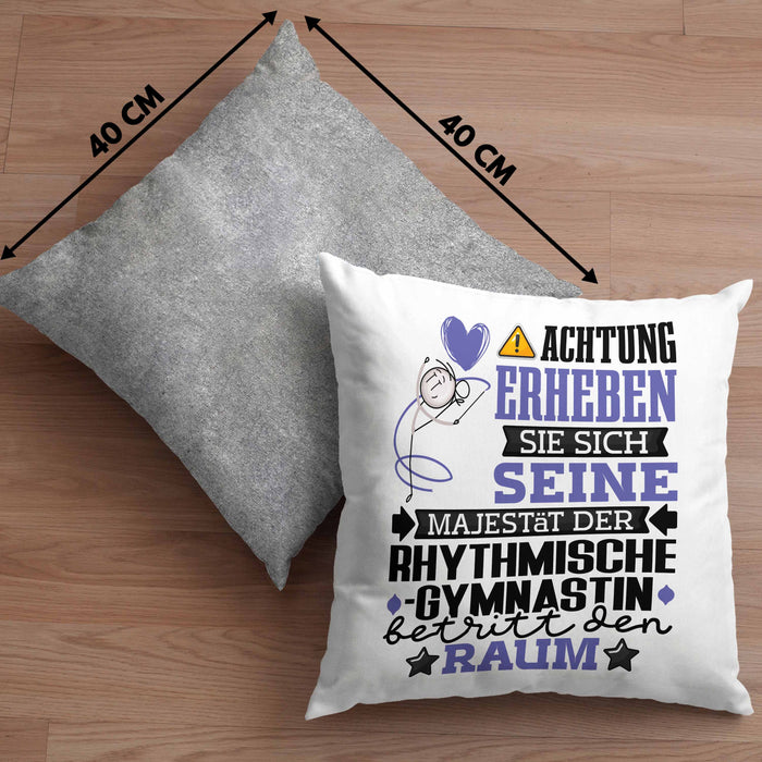 RhythmischeGymnastin Geschenk Kissen mit Füllung 40x40 Lustiger Spruch Erheben Sie Sich Der RhythmischeGymnastin Betritt den Raum (Grau) Grau Trendation