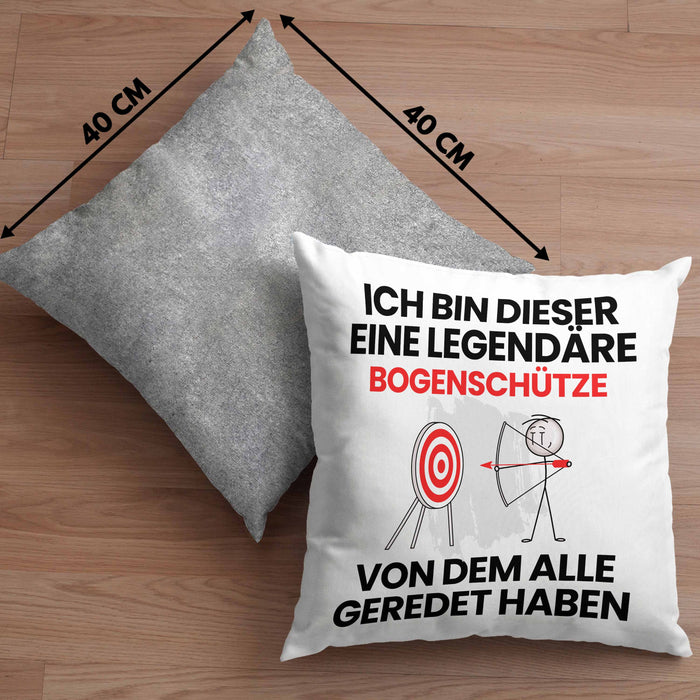 Bogenschütze Geschenk Kissen mit Füllung 40x40 Lustige Geschenkidee Geburtstag für Bogenschütze Ich Bin Dieser Legendäre Bogenschütze Von Dem Alle Geredet Haben (Grau) Grau Trendation