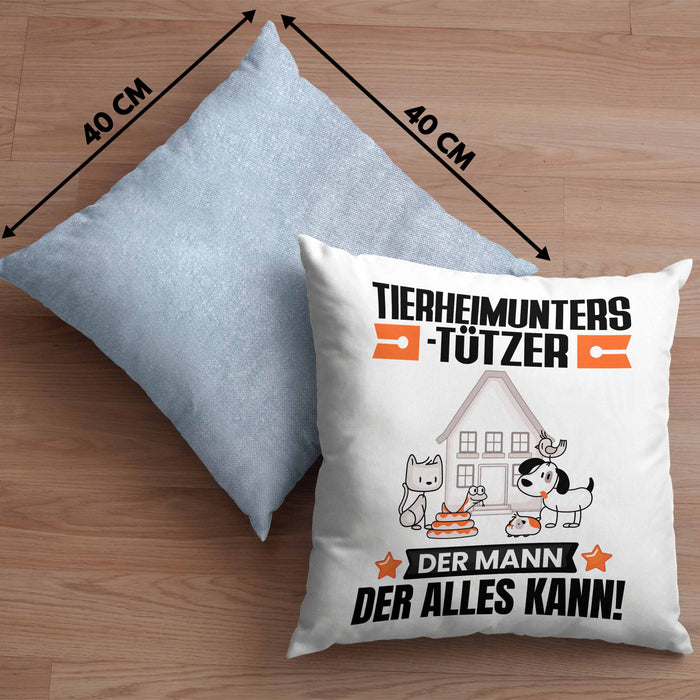 Tierheimunterstützer Kissen mit Füllung 40x40 Geschenk für Tierheimunterstützer Der Mann Der Alles Kann Geschenkidee zum Geburtstag (Grau) Blau Trendation