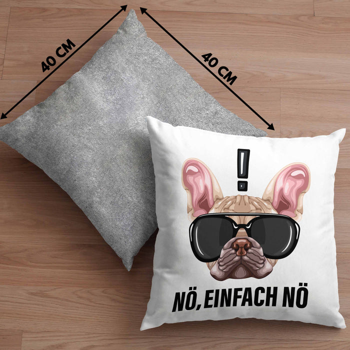 Nö Einfach Nö Kissen mit Füllung 40x40 Geschenk für Mops-Besitzer für Freundin Sarkasmus Humor (Grau) Grau Trendation