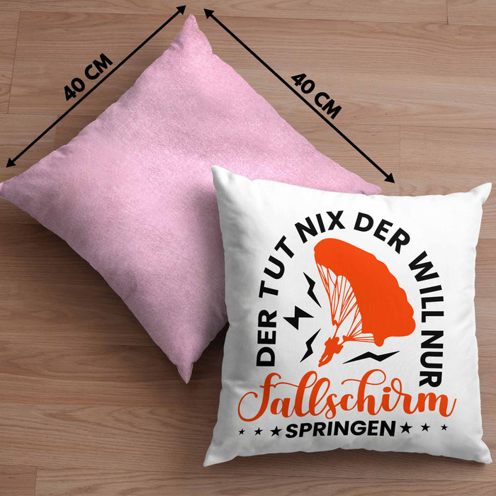 Kissen mit Füllung 40x40 Fallschirmspringer Geschenk Spruch Geschenkidee Fallschirm Springer (Grau) Rosa Trendation