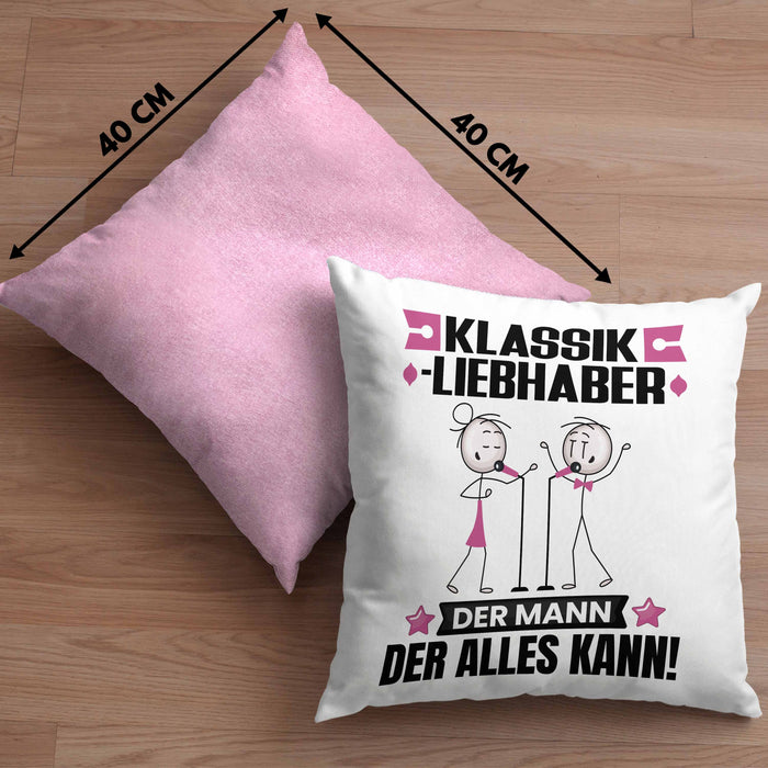Klassikliebhaber Kissen mit Füllung 40x40 Geschenk für Klassikliebhaber Der Mann Der Alles Kann Geschenkidee zum Geburtstag (Grau) Rosa Trendation