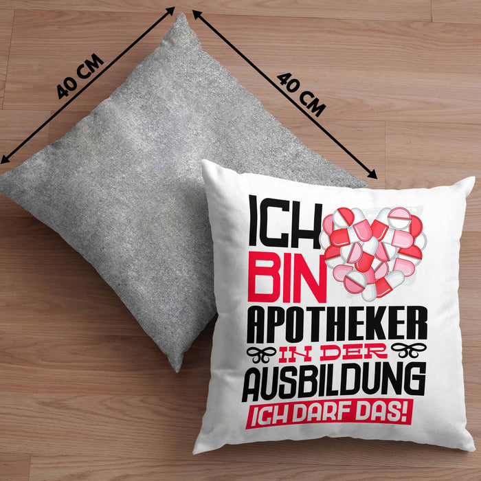 Apotheker Ausbildung Kissen mit Füllung 40x40 Geschenk Ich Bin Apotheker In Der Ausbildung Ich Darf Das Geschenkidee Spruch (Grau) Grau Trendation