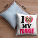 Yorkie Besitzerin Kissen mit Füllung 40x40 Geschenk Lustiger Spruch Geschenkidee I Love My Yorkie (Grau) Blau Trendation