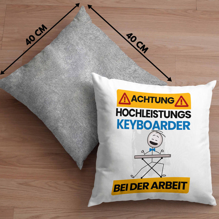 Keyboarder Kissen mit Füllung 40x40 Geschenk Lustiger Spruch Geschenkidee für Keyboarder Achtung Hochleistungs Keyboarder Bei Der Arbeit (Grau) Grau Trendation