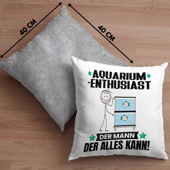 Aquarium-Enthusiast Kissen mit Füllung 40x40 Geschenk für Aquarium-Enthusiast Der Mann Der Alles Kann Geschenkidee zum Geburtstag (Grau) Grau Trendation