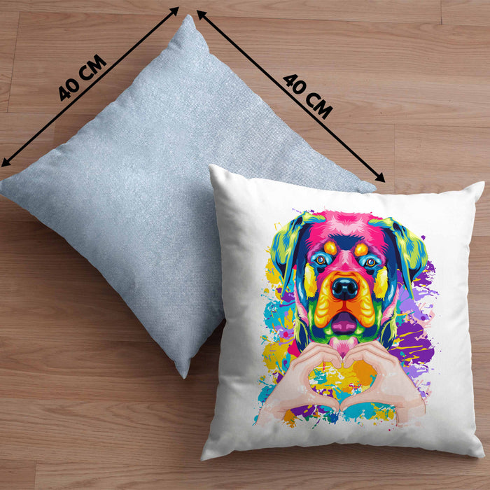 Rottweiler Besitzer Farbe Love Kissen mit Füllung 40x40 Geschenk Lustiger Spruch Geschenkidee Rottweiler Besitzerin (Grau) Blau Trendation