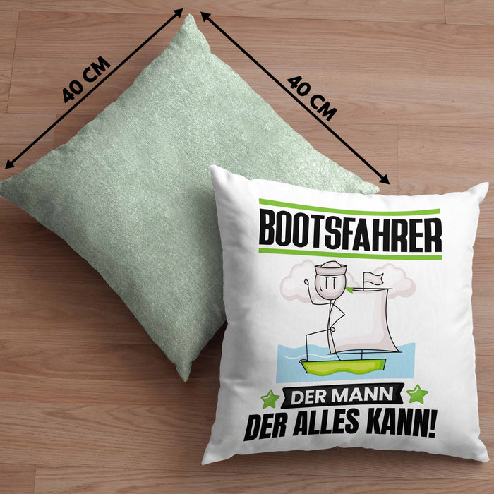 Bootsfahrer Kissen mit Füllung 40x40 Geschenk für Bootsfahrer Der Mann Der Alles Kann Geschenkidee zum Geburtstag (Grau) Grün Trendation