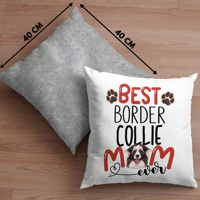 Border Collies Mom Besitzerin Kissen mit Füllung 40x40 Geschenk Lustiger Spruch Geschenkidee Besitzerin Border Collies Mama (Grau) Grau Trendation