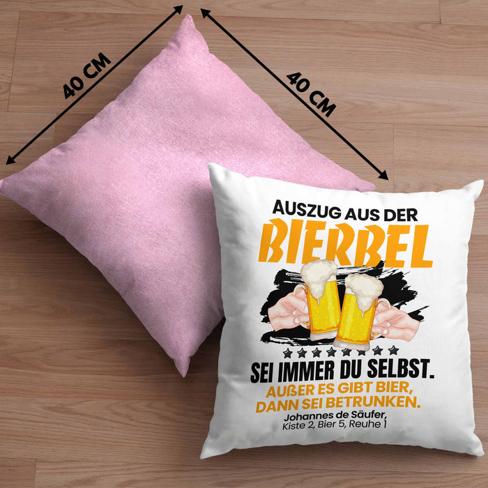 Auszug Bierbel Bier-Liebhaber Geschenkidee Kissen mit Füllung 40x40 Männer Geschenkidee Saufen (Grau) Rosa Trendation