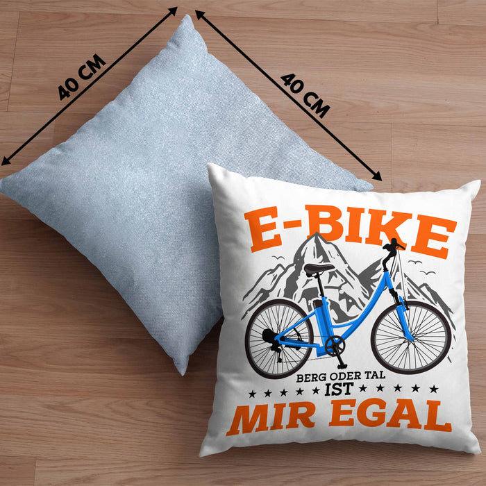 Lustige Kissen mit Füllung 40x40 E-Bike Fans Geschenk E-Bike Sprüche Geschenkidee (Grau) Blau Trendation